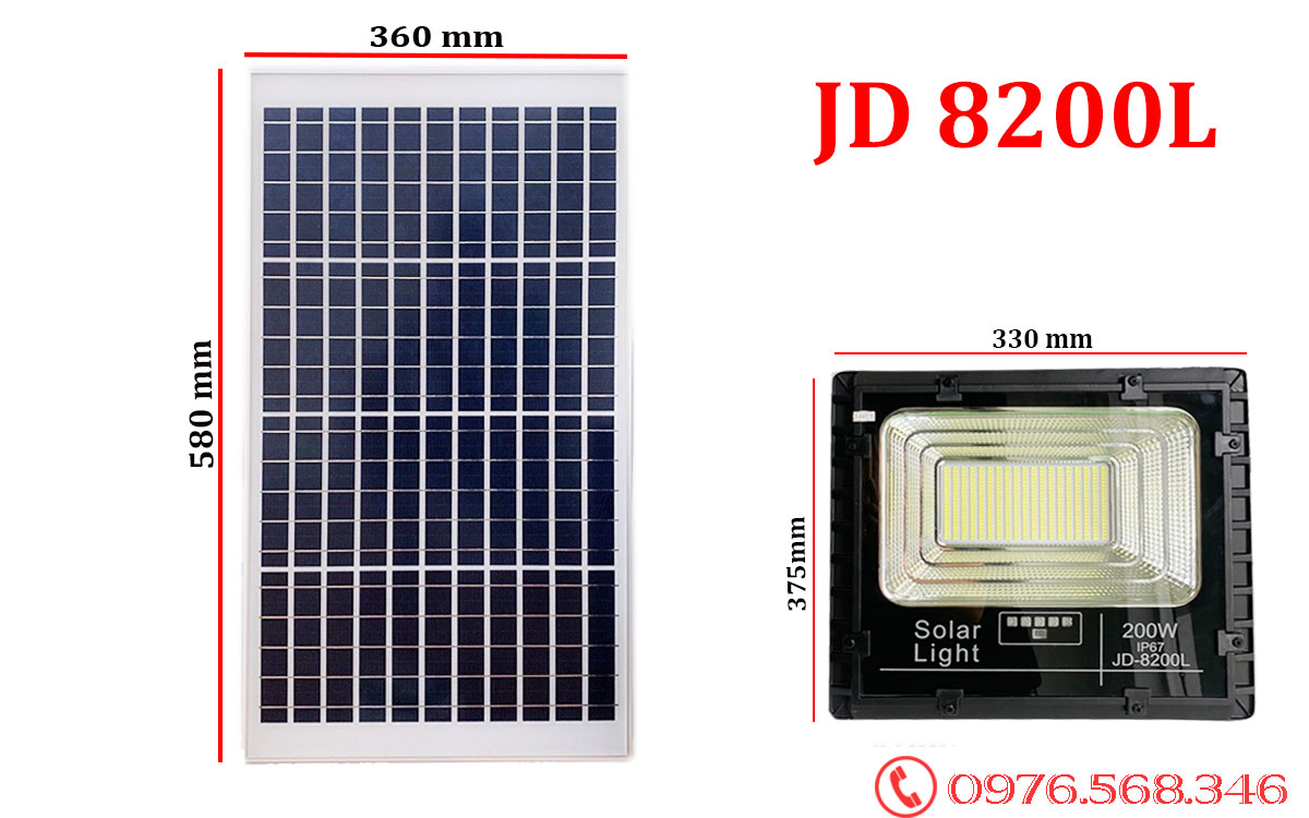 Đèn pha năng lượng mặt trời giá rẻ 200W Jindian JD-8200L